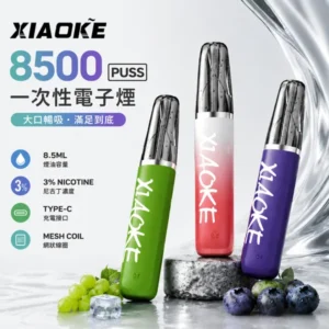 XIAOKE 梟客 8500口一次性電子煙 ｜ 8.5mL油量 650mAh電池 Type-C快充 ｜ 口紅外型輕巧便攜 20種特調口味